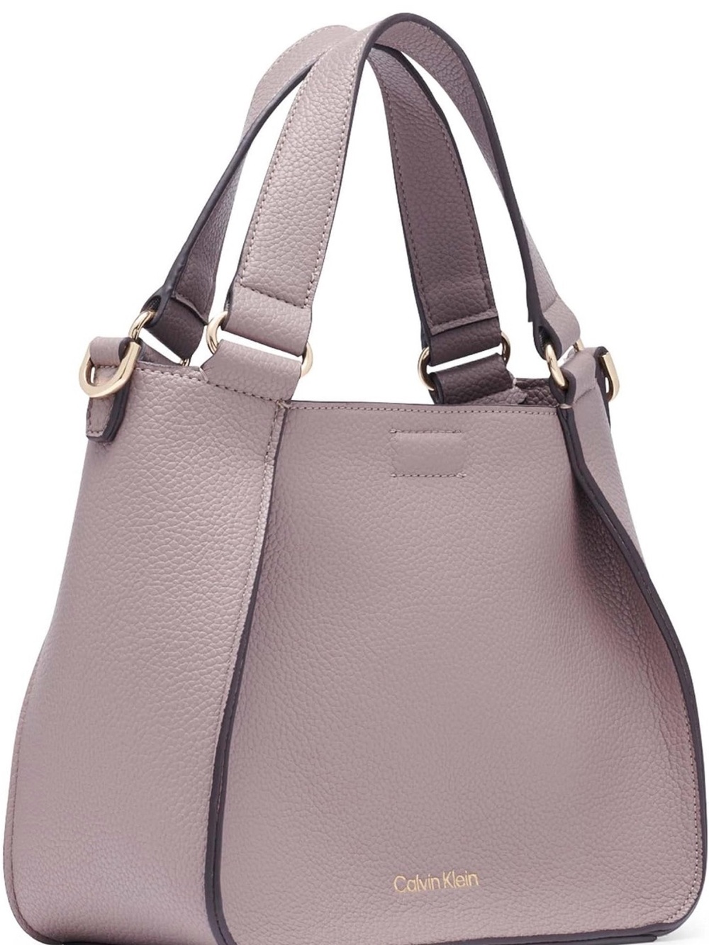 Calvin Klein Pebbled Leather Shoulder Tote in Mauve Taupe with Matching Pouch - Picture 5 of 6